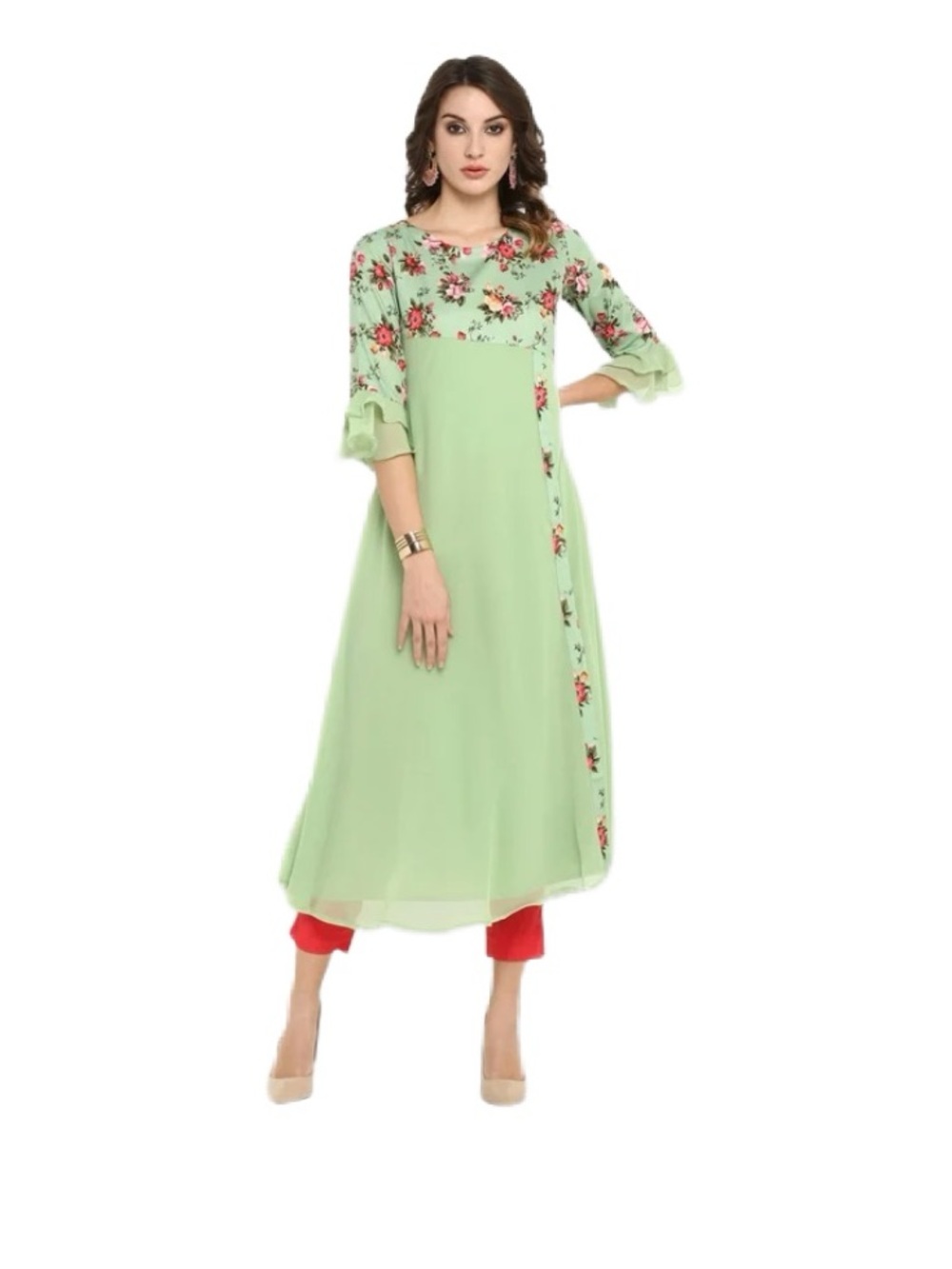 Women’s Light Green Poly Crepe Kurta